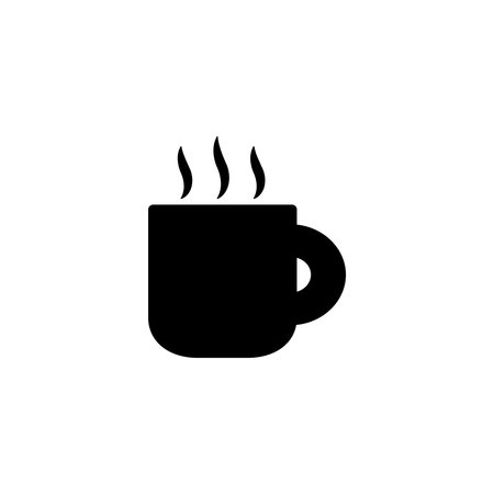 cup of coffee solid black icon. Vector illustrationのイラスト素材