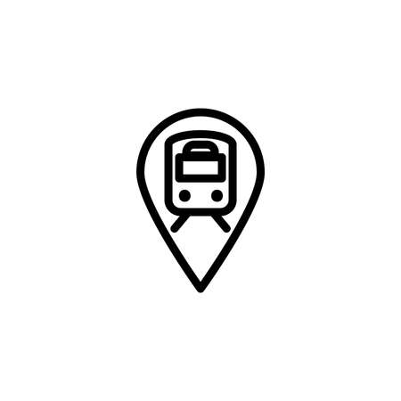 simple outline line train station pin location icon. Vector illustrationのイラスト素材