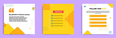 Social media tutorial, tips, trick, did you know post banner layout template with geometric background and memphis pattern design elementのイラスト素材