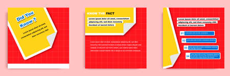 Social media tutorial, tips, trick, did you know post banner layout template with yellow color background and abstract and seamless square line pattern design element. Vector illustrationのイラスト素材