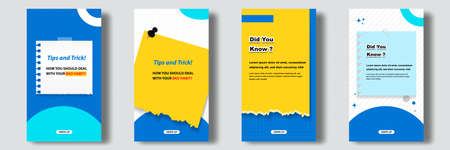 Social media tutorial, tips, trick, did you know post feed stories banner layout template with sticky note design element and abstract seamless line pattern background. Vector illustrationのイラスト素材