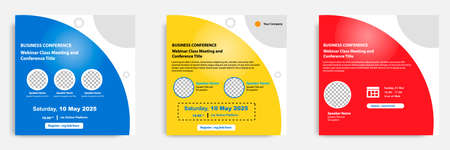 Set bundle collection of social media post template. Layout for online webinar, conference,...