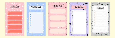 Set collection of colorful to do check list blank daily weekly planner. Suitable for social media story stories web banner template layout with abstract terrazzo pattern mosaic flat design vectorのイラスト素材