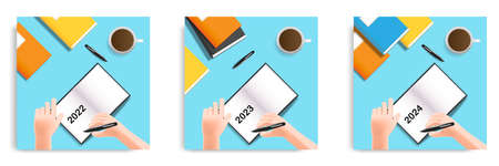 Social media tutorial, tips post banner layout template in 3D cartoon style. Planning and journaling...