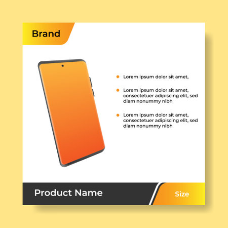 Geometric square social media banner layout, product background backdrop display for ads commerce sale template in gradient yellow orange color. vector designのイラスト素材