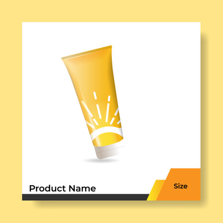 Geometric square social media banner layout, product background backdrop display for ads commerce sale template in gradient yellow orange color. vector designのイラスト素材