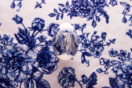 Gzhel egg God endless backgroundの写真素材