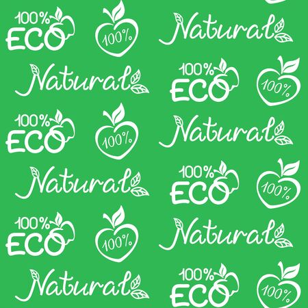 ECO, natural background. Vector seamless pattern for natural product, eco friendly handmade product, farm market, food market, natural product packaging. ECO, Bio, organic, natural products conceptのイラスト素材