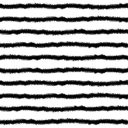 Seamless pattern with horizontal black stripes on a white background in grunge style. Vector design template for wallpaper, wrapping paper, website, packaging, fabric, textile, clothes and bagsのイラスト素材