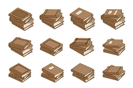 Set of books, textbook, schoolbook, manual, encyclopedia on a white background. Stack of books.のイラスト素材