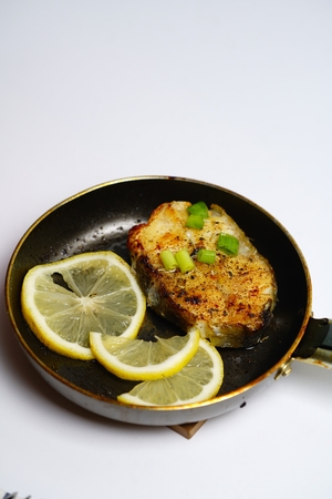 Pan fried codの写真素材