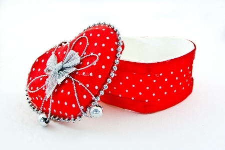 Heart-shaped box  isolated on the white の写真素材