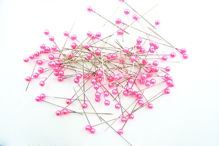 Various pushpins on white backgroundの写真素材