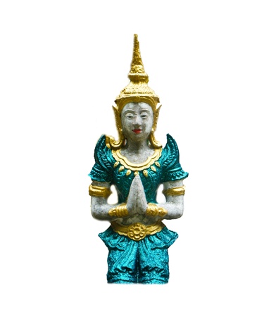 Statues of deities isolated on white の写真素材