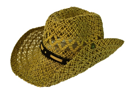 Straw  Hat with Black Band isolated on white backgroundの写真素材