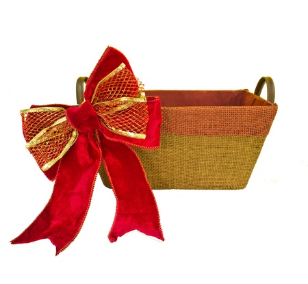 gift box with red  ribbon over white background の写真素材