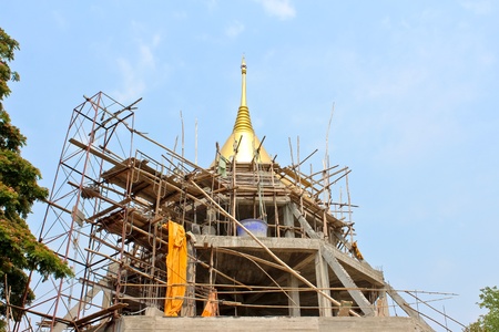 Construction of the temple and blue skyのeditorial素材