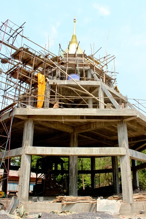 Construction of the temple and blue skyのeditorial素材