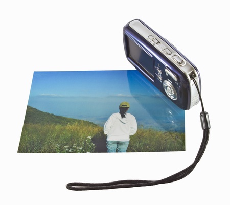 Photo camera with photosの写真素材