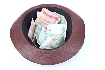 Adventurer Fedora Hat and moneyの写真素材