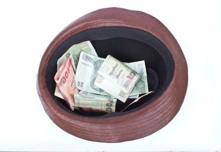 Adventurer Fedora Hat and moneyの写真素材