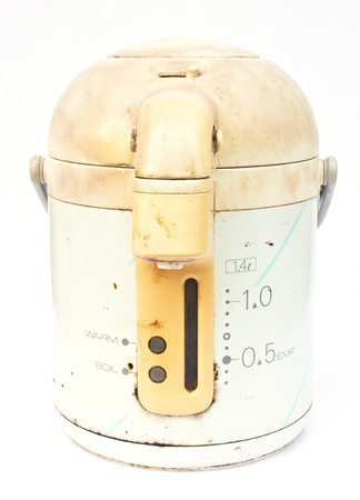  Old electrical kettle on white background の写真素材