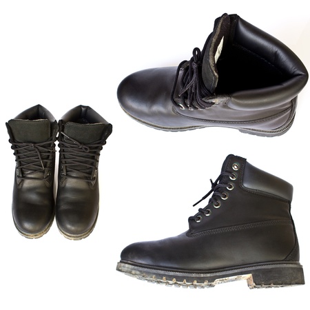 black lace-up shoe made of leather in white back 