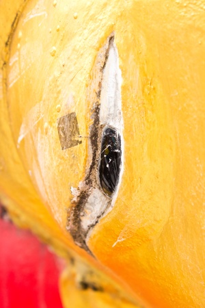 close up eye of Golden Buddha statueの写真素材