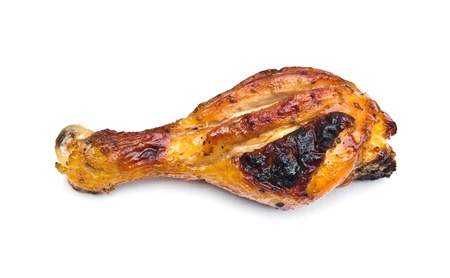 fried chicken meat isolated on white backgroundの写真素材