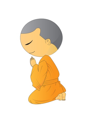 illustration of Cute Begging young monk cartoon,use in advertising, presentations, brochures, blogs, documents and forms, etc.の写真素材