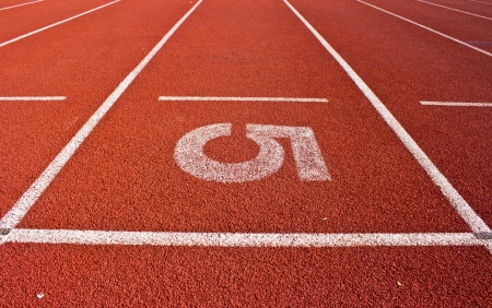 Close-up Number five on race trackの写真素材