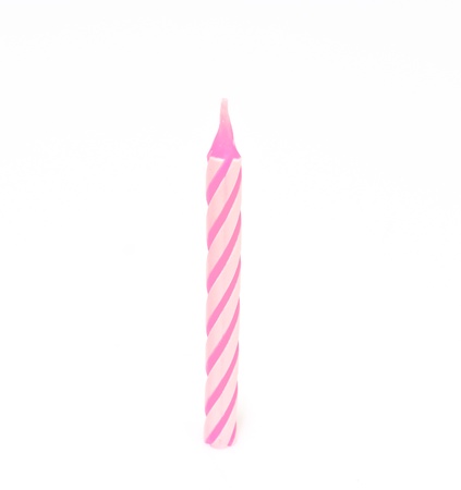 Birthday candles:  pink, isolated on white backgroundの写真素材