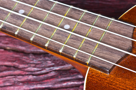 ukulele on wood background