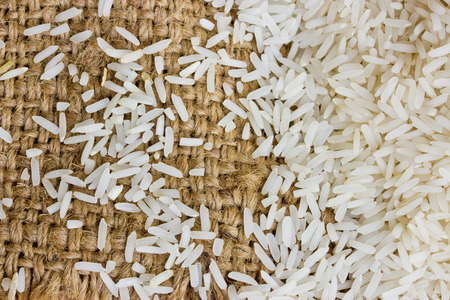 Jasmine Rice rice grian on wood の写真素材