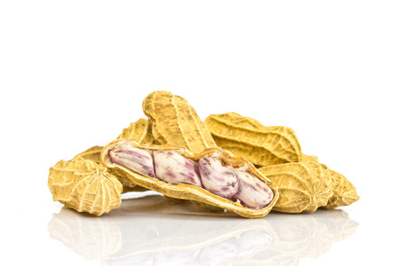 Boiled peanuts on white background