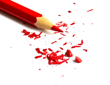 Sharpened pencil and wood shavingsの写真素材