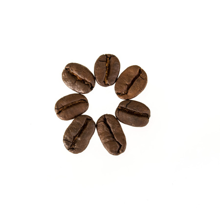 Coffee beans on white backgroundの写真素材