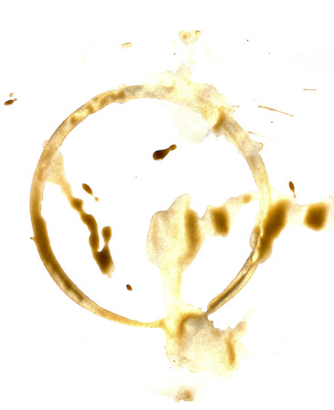 Coffee cup rings  on a white paper background.の写真素材