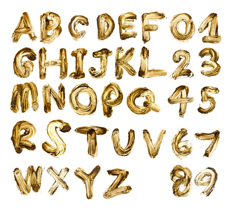 mud letters on white backgroundの写真素材