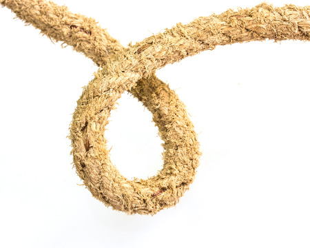 Jute rope on white backgroundの写真素材