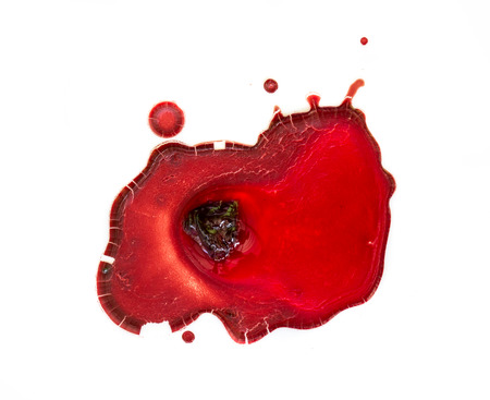 dry blood on  white backgroundの写真素材