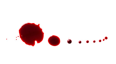 drop of blood isolated on white background close up