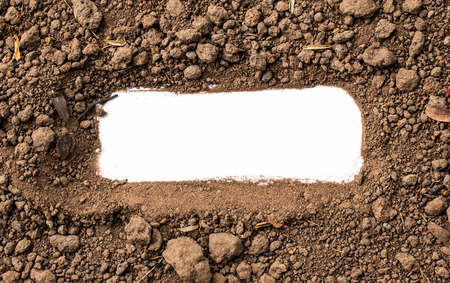 Dirty earth on white background. Natural soil textureの写真素材
