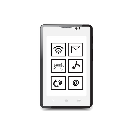 Smart Phone With six icon Screen Isolatedのイラスト素材