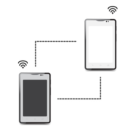 Two smartphone connecting for transfer data.のイラスト素材
