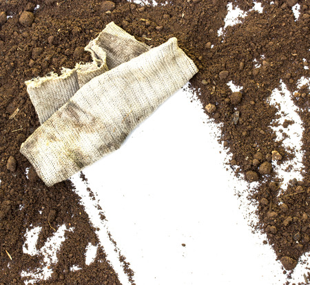 rag wiping a soil on white backgroundの写真素材