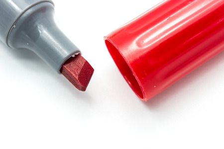 red marker on white backgroundの写真素材