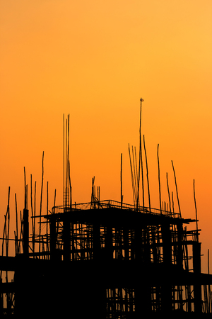Construction site at sunset
