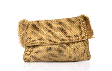 Open small sack on white backgroundの写真素材