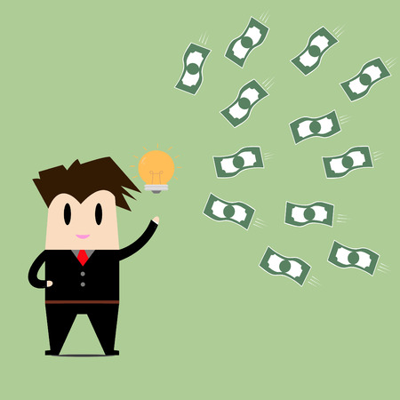 businessman get an idea get money.Business concept cartoon illustration.のイラスト素材